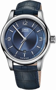 Oris Blue Dial Crocodile Leather Band Watch #73375944035LS (Men Watch)