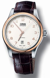 Oris Classic Automatic White Dial Date Brown Leather Watch# 73375944391LS (Men Watch)