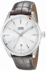 Oris Automatic Silver Dial Date Brown Leather Watch # 73376424031LS (Men Watch)