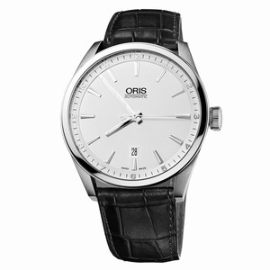 Oris Artix Date Automatic Silver Dial Black Leather Watch# 73376424051LSFC (Men Watch)