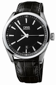Oris Automatic Stainless Steel Black Dial Black Crocodile Leather Band Watch #73376424054LS (Men Watch)