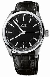 Oris Artix Date Automatic Black Dial Black Leather Watch# 73376424054LSFC (Men Watch)