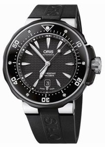 Oris Self Winding Automatic Brushed With Polished Titanium Black Dial Black Rubber Band Watch #73376467154RS (Men Watch)