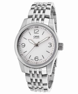 Oris Silver-tone Dial Stainless Steel Band Watch #73376494031MB (Men Watch)