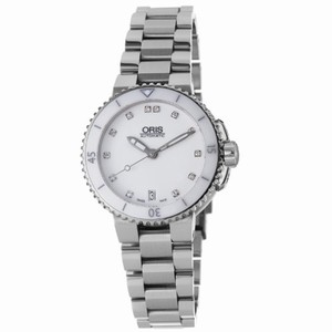 Oris Aquis Date Diamonds Automatic Ceramic Bezel Diamond White Dial Stainless Steel Watch #73376524191MB (Women Watch)