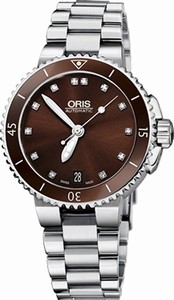Oris Brown-diamond Dial Stainless Steel Band Watch #73376524192MB (Men Watch)