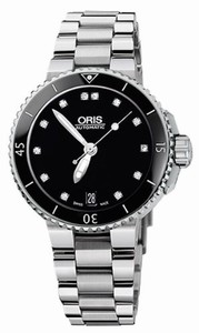 Oris Aquis Date Diamonds Automatic Diamonds Black Dial Stainless Steel Watch #73376524194MB (Women Watch)