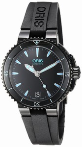 Oris Automatic Date Ceramic Bezel Black Rubber Watch # 73376524725RS (Women Watch)