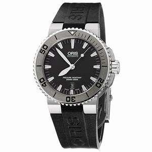 Oris Aquis Date Automatic Gray Dial Black Rubber Watch #73376534153RS (Men Watch)