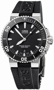 Oris Aquis Date Automatic Black Dial Black Rubber Watch #73376534154RS (Men Watch)