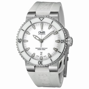 Oris Aquis Date Automatic White Dial White Rubber Watch# 73376534156RS (Men Watch)