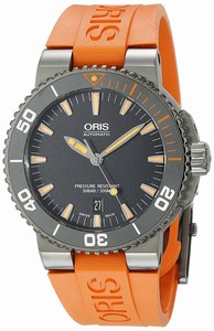Oris Automatic Date Orange Rubber Watch # 73376534259RS2 (Men Watch)