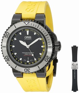 Oris Black Dial Rubber Watch #73376754754SET (Men Watch)