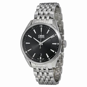 Oris Black Dial Fixed Stainless Steel Band Watch # 73377134034MB (Men Watch)