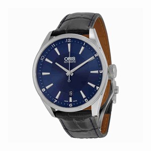 Oris Automatic Blue Dial Date Leather Watch # 73377134035LS (Men Watch)