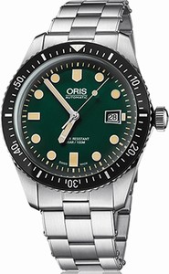 Oris Green Dial Stainless Steel Band Watch #73377204057MB (Men Watch)