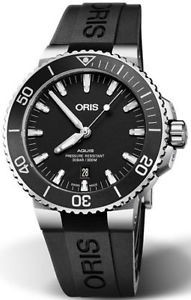 Oris Aquis Date Automatic Black Dial Black Rubber Watch #73377304154RS (Men Watch)