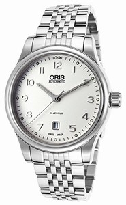 Oris Silver Dial Fixed Stainless Steel Band Watch #733-7594-4091-MB (Men Watch)