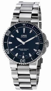 Oris Blue Dial Unidirectional Rotating Stainless Steel With Blue Band Watch #733-7653-4155-MB (Men Watch)