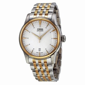 Oris Silver Dial Fixed Yellow Gold-plated Band Watch #733-7670-4351LS (Men Watch)
