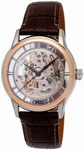 Oris Transparent Dial Leather Watch #73476846351LS (Men Watch)