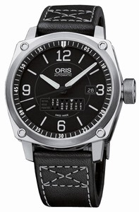 Oris Self Winding Automatic Brushed With Polished Stainless Steel Black Dial Band Watch #73576174164LS (Men Watch)