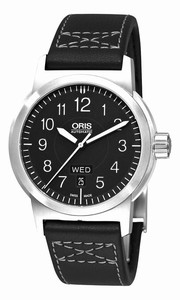 Oris BC3 Automatic Black Dial Day Date Black Leather Watch #73576404164LS (Men Watch)