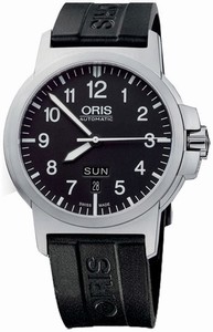 Oris BC3 Automatic Black Dial Day Date Black Rubber Watch #73576414164RS (Men Watch)