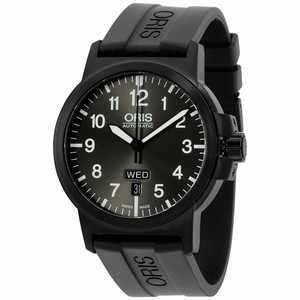 Oris Black Dial Silicone Band Watch #73576414733RS (Men Watch)