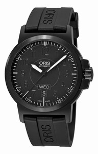 Oris BC3 Automatic Black Dial Day Date Black Rubber Watch #73576414764RS (Men Watch)