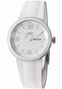 Oris TT1 Day Date Automatic White Dial White Rubber Watch #73576514166RS (Men Watch)