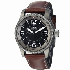 Oris Big Crown Timer Automatic Black Dial Day Date Brown Leather Watch# 73576604264LS (Men Watch)