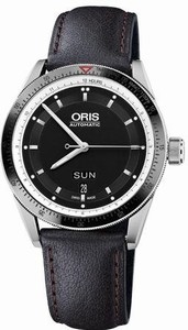 Oris Black Dial Dial Leather Band Watch #735-7662-4154-LS (Men Watch)