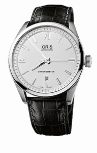 Oris Automatic Silver Dial Black Leather Watch #73776424071LS (Men Watch)