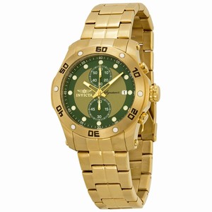 Invicta Green And Gold Quartz Watch #7385 (Men Watch)