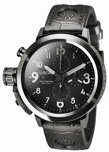 U-Boat Flightdeck Automatic Chronograph Date Black Ceramic Case Black Alligator Leather Watch# 7387_u_boat (Men Watch)