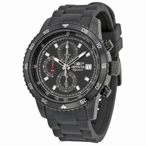 Invicta Quartz Chronograph Date Black Rubber Watch #7399 (Men Watch)