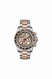 Invicta Rose Gold-tone Dial Fixed Black Ion-plated With Tachymeter Band Watch #7409 (Men Watch)