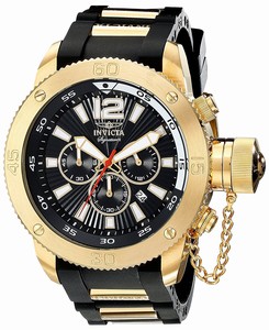 Invicta Black Dial Yellow Gold-tone Band Watch #7427 (Men Watch)