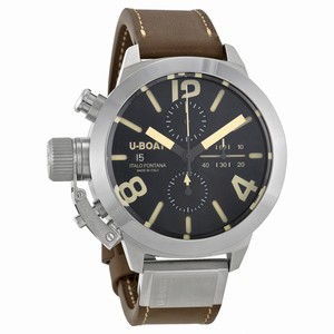 U-Boat Classico Tungsteno Automatic Chronograph Date Dark Brown Leather 45mm Watch# 7430_u_boat (Men Watch)