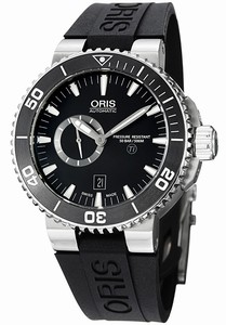 Oris Aquis Automatic Small Second Date Black Dial Black Rubber Watch# 74376647154RS (Men Watch)