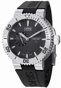Oris Aquis Automatic Small Second Date Gray Dial Black Rubber Watch #74376647253RS (Men Watch)