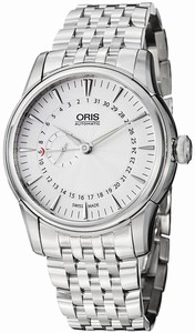 Oris Silver Guilloche Dial Stainless Steel Band Watch #744-7665-4051-MB (Men Watch)