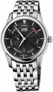 Oris Black Dial Fixed Stainless Steel Band Watch #745-7666-4054-MB (Men Watch)