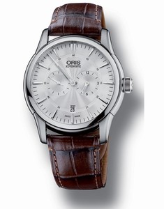 Oris Artelier Regulateur Automatic Silver Dial Brown Leather Watch# 74976674051LSFC (Men Watch)