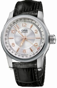 Oris Self Winding Automatic Polished Steel Silver Guilloche Dial Band Watch #75476284061LS (Men Watch)
