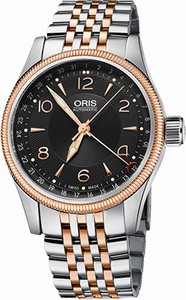 Oris Black Dial Stainless-steel-rose-gold Band Watch #75476794334MB (Men Watch)