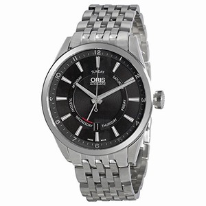 Oris Black Dial Fixed Stainless Steel Band Watch #755-7691-4054MB (Men Watch)
