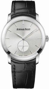 Audemars Piguet Manual Wind 18kt White Gold Silver Dial Black Crocodile Leather Band Watch #77238BC.OO.A002CR.01 (Women Watch)