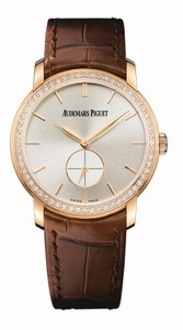 Audemars Piguet Manual Wind 18kt Rose Gold Silver Dial Brown Crocodile Leather Band Watch #77239OR.ZZ.A088CR.01 (Women Watch)